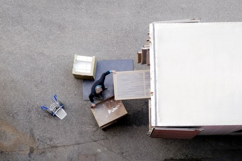 Van parked near central London buildings for a Temple removal job