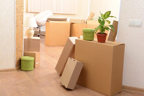 Commercial office furniture and equipment prepared for relocation