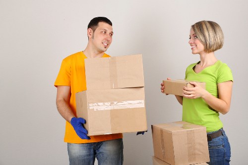 Commercial office items being moved by a man and van service in Temple